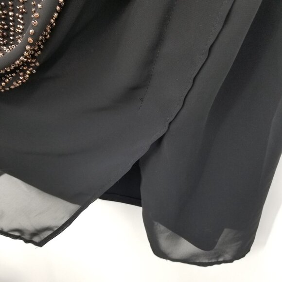 NWT S.L Fashions Black Bead Front Women's Popover Dress Size 12 - Picture 8 of 14